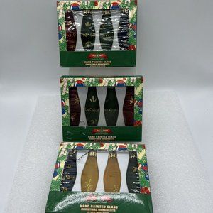 Lot of 3 Boxes All is Brite Hand Painted Glass Ornaments in Original Boxes